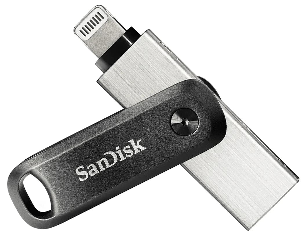 SanDisk iXpand Go USB 3.0 / Lightning 64 Gt -muistitikku, musta/hopea