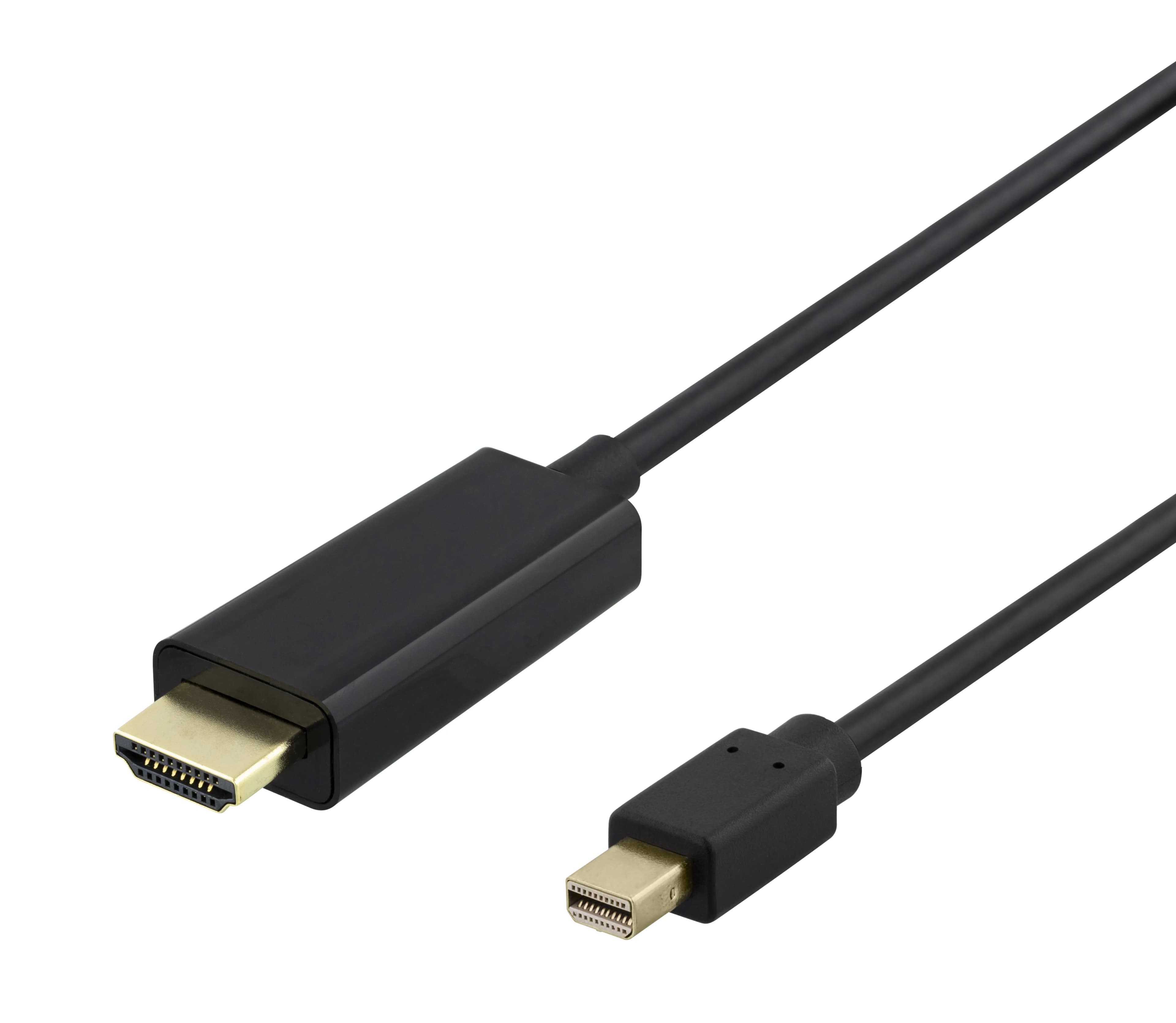 Deltaco Mini DisplayPort – HDMI -kaapeli, jossa 4K, 3 m, musta – Deltaco