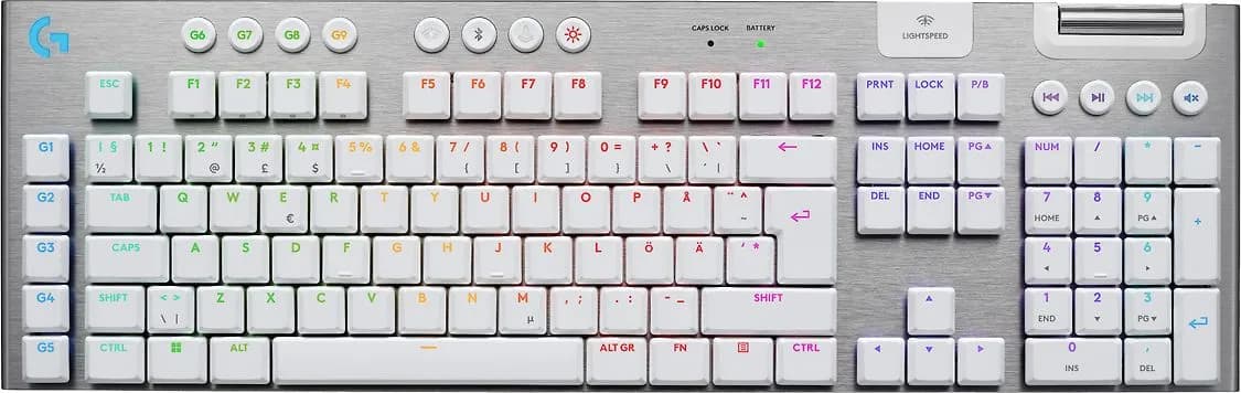 Logitech G915 X LIGHTSPEED -langaton mekaaninen pelinäppäimistö, GL Tactile, valkoinen