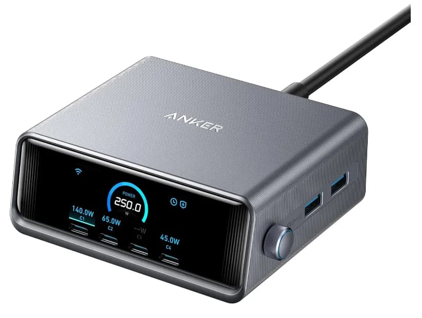 Anker Prime 250W GaN - pöytälaturi, Hopea