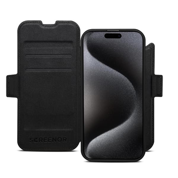 Screenor First 2-in-1, iPhone Air, MagSafe -lompakkokotelo, Musta – SCREENOR