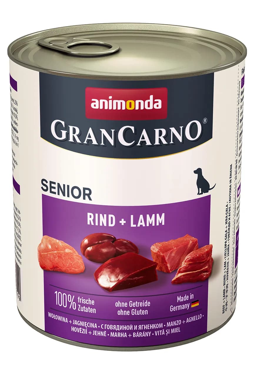 Animonda GranCarno Senior Beef + Lamb, Koiran märkäruoka, Viljaton, 6 x 800 g – Animonda