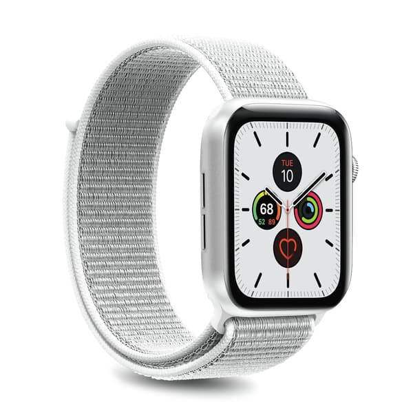 Puro Apple Watch -ranneke, 42-44 mm, S/M & M/L, nylon, valkoinen – Puro
