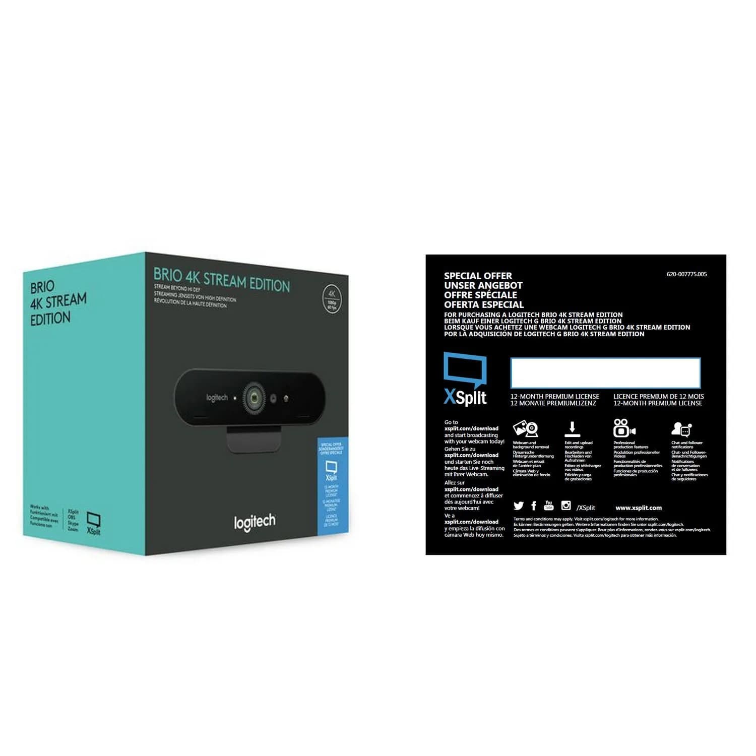 Logitech Brio 4K UHD, HDR, Autofocus -webkamera, grafiitti