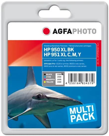 AgfaPhoto APHP950SETXLC-mustekasettipakkaus, musta, syaani, magenta, keltainen, 4 kpl – AgfaPhoto