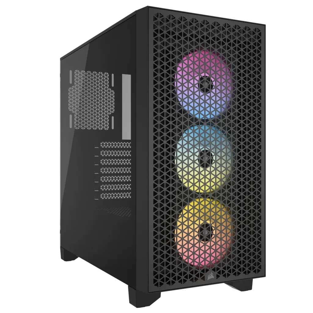 CORSAIR 3000D RGB AIRFLOW -miditornikotelo ikkunalla ja RGB-valaistuksella, musta