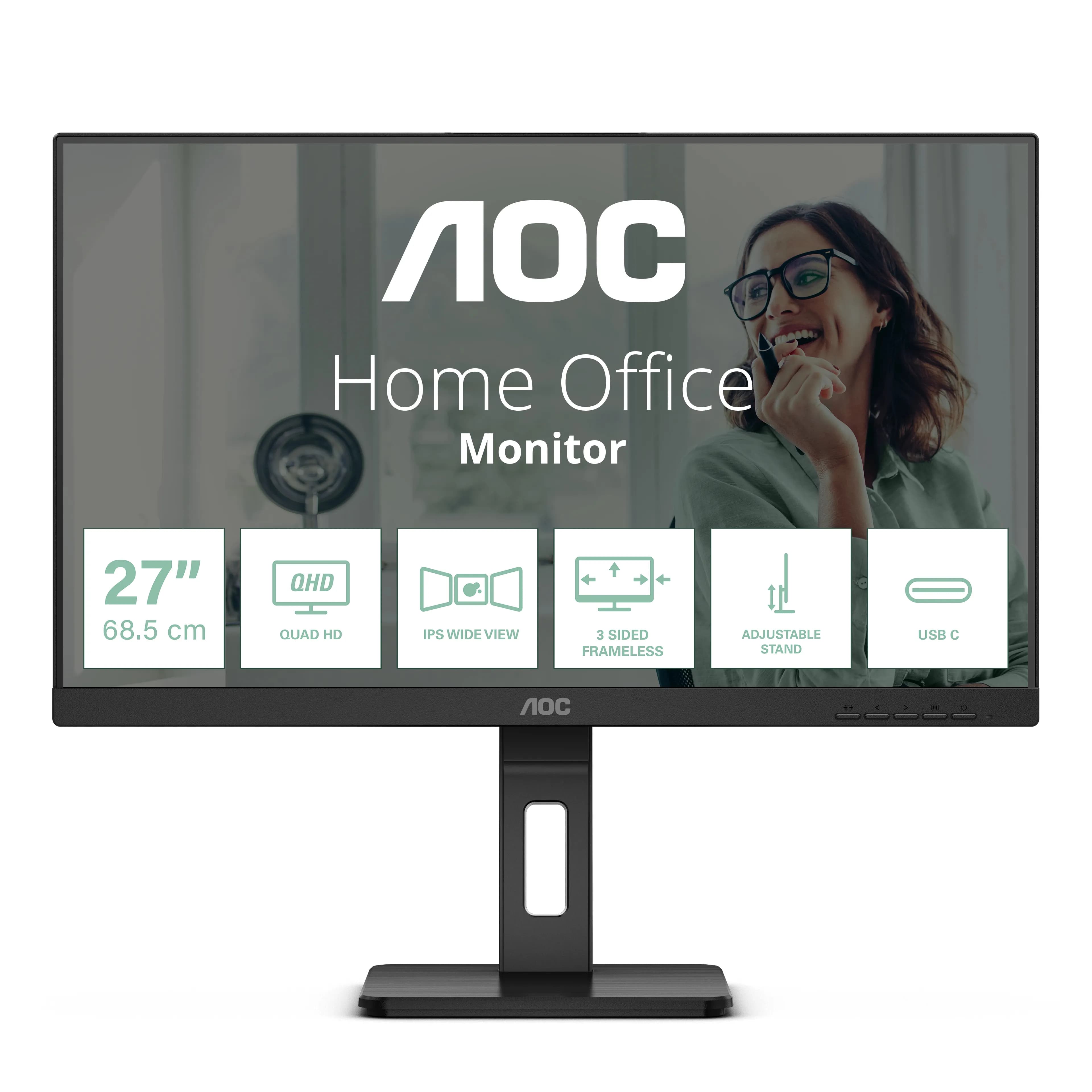AOC Q27P3CV 27" QHD, IPS -näyttö, USB-C hub – AOC