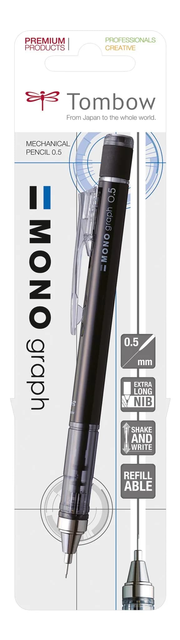 Tombow mechanical pencil MONO graph 0,5 black blister – TOMBOW