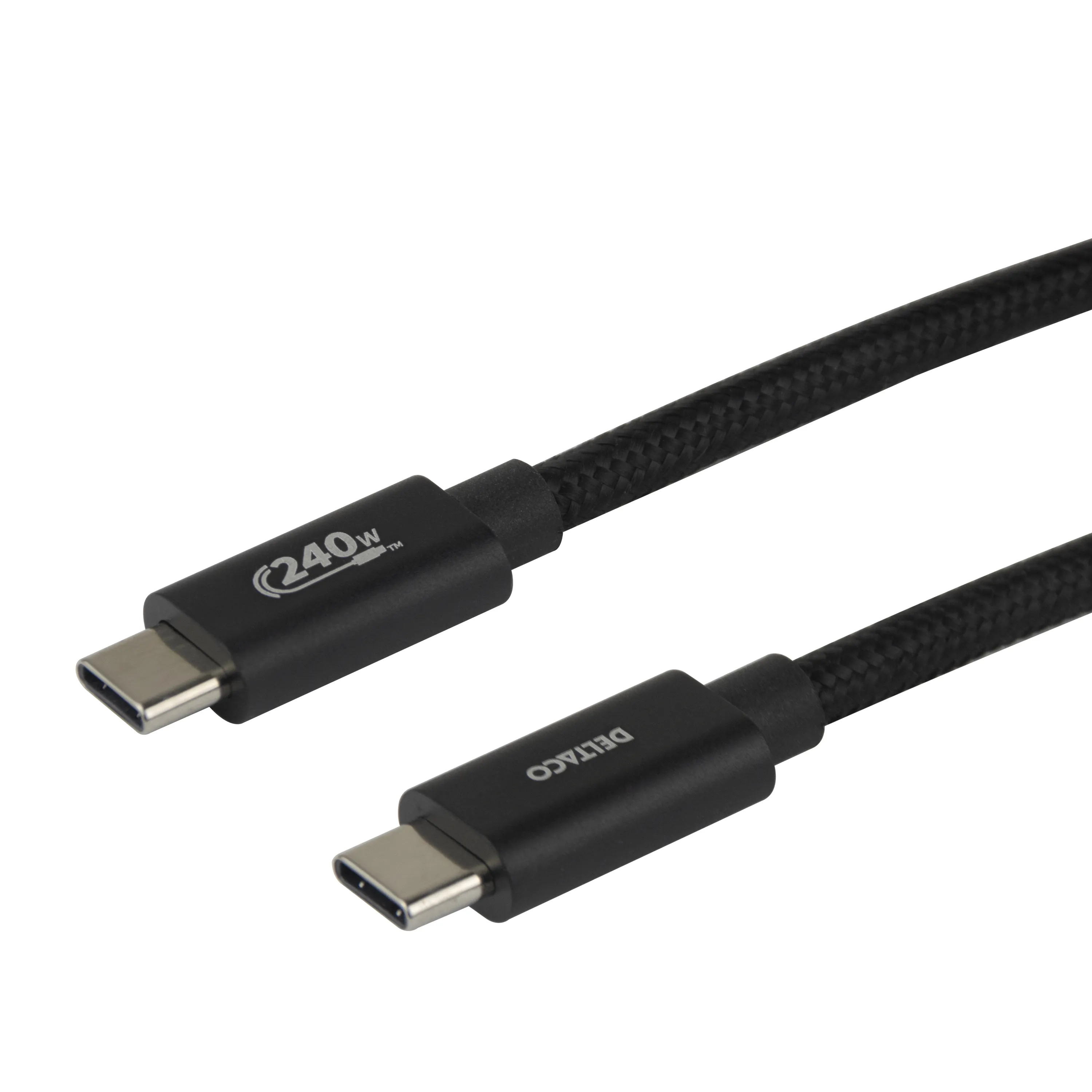 Deltaco USBC-2111 USB-C -kaapeli, 240 W, 1 m, musta
