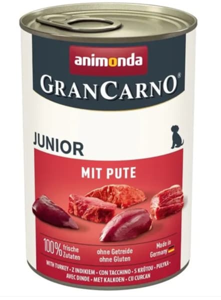Animonda GranCarno Junior with Turkey, Koiran märkäruoka, Viljaton, 400 g – Animonda