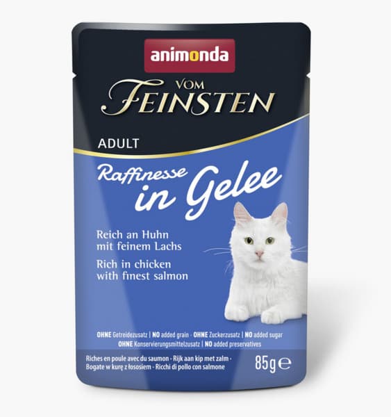 Animonda Vom Feinsten Raffinesse in Jelly with Chicken and Salmon, Kissan märkäruoka, Adult, 24 x 85 g – Animonda