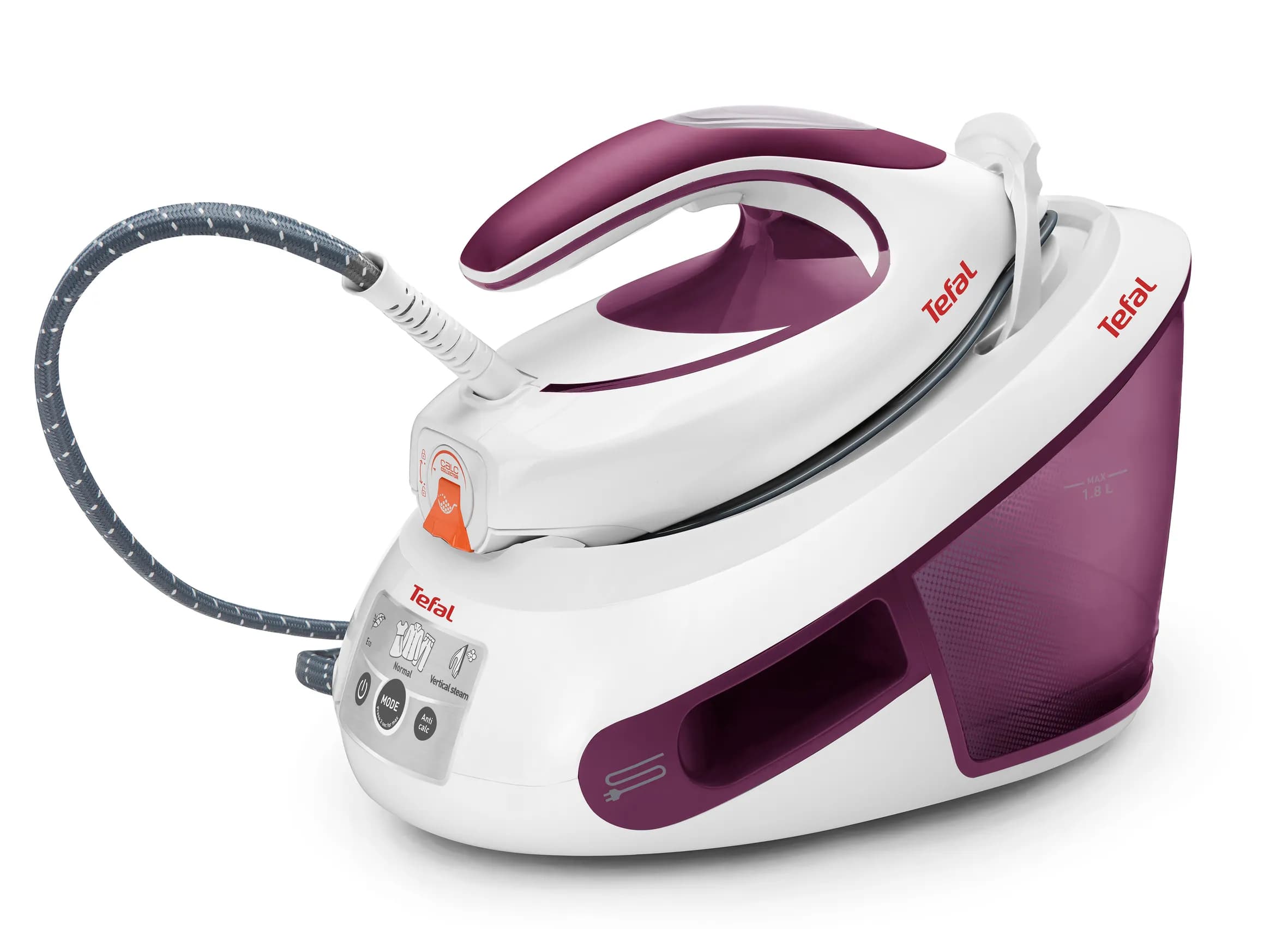 Tefal Express Anti-Calc SV8054E0 -höyrysilityskeskus, 2800 W, 6,2 bar, 1,8 l, violetti/valkoinen – Tefal