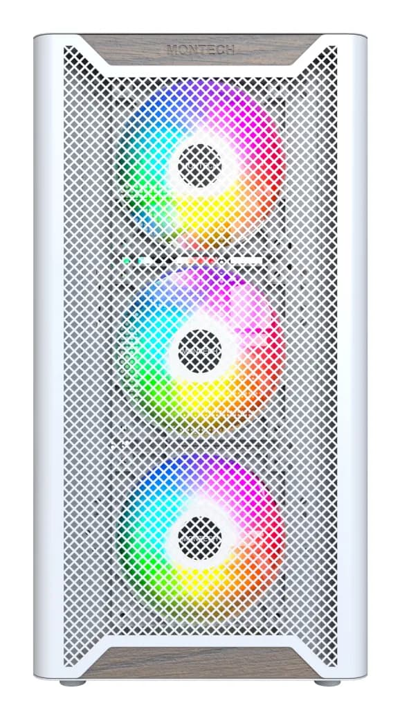 MONTECH XR Wood -miditornikotelo ikkunalla ja RGB-valaistuksella, valkoinen – MONTECH