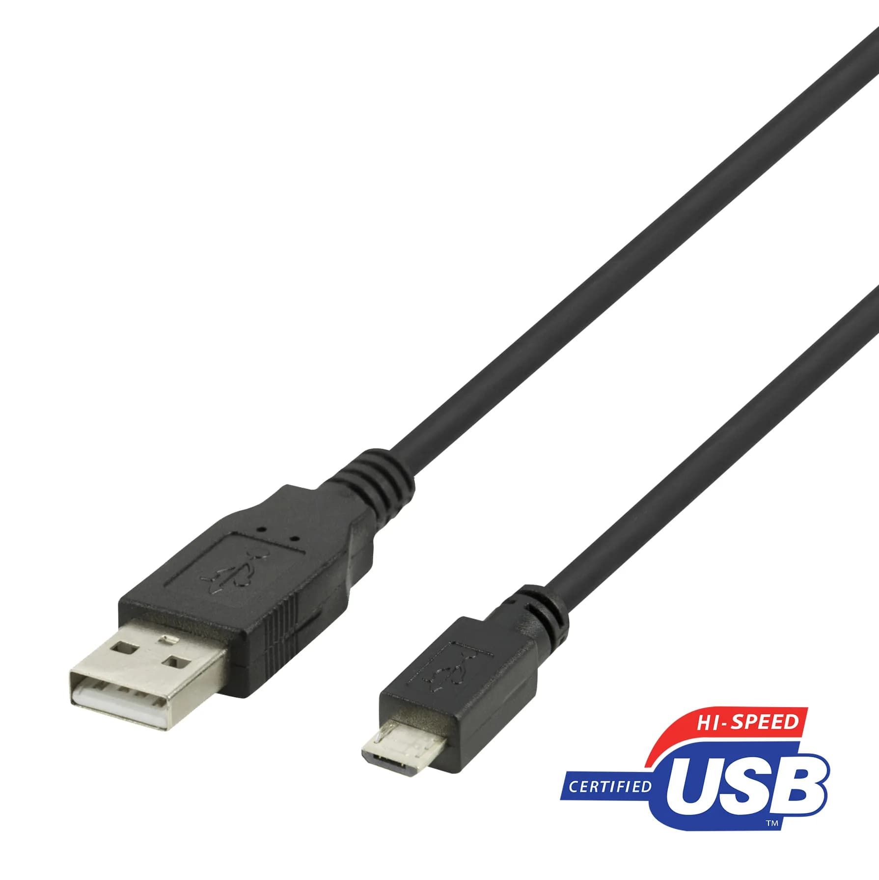 Deltaco USB-A – Micro USB -kaapeli, 2 m, musta – Deltaco