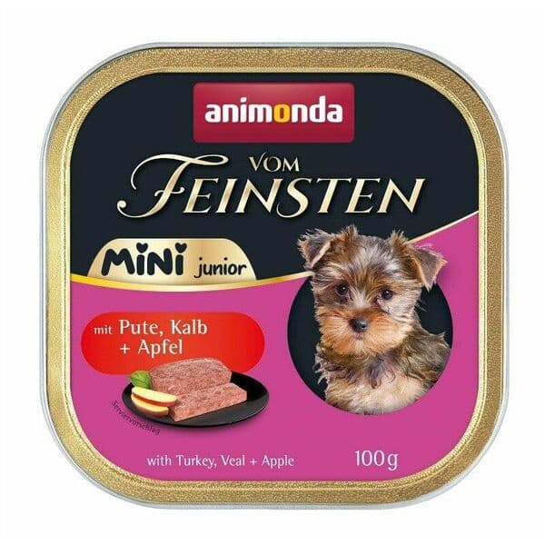 Animonda Vom Feinsten Mini Junior Turkey, Veal & Apple, Koiran märkäruoka, 100 g – Animonda