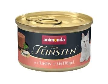 ANIMONDA Vom Feinsten Adult Mousse with Salmon & Poultry, Kissan märkäruoka, Viljaton, 85 g – Animonda