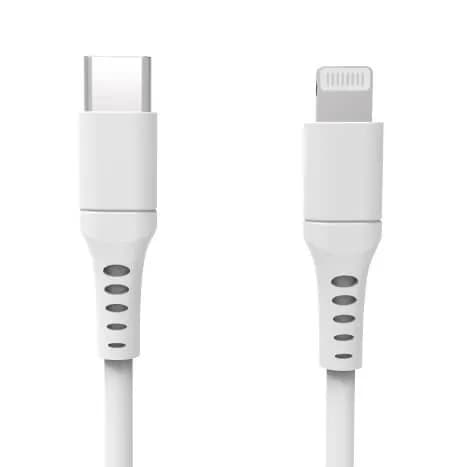 GEAR USB-C – Lightning -kaapeli, 3 m, valkoinen