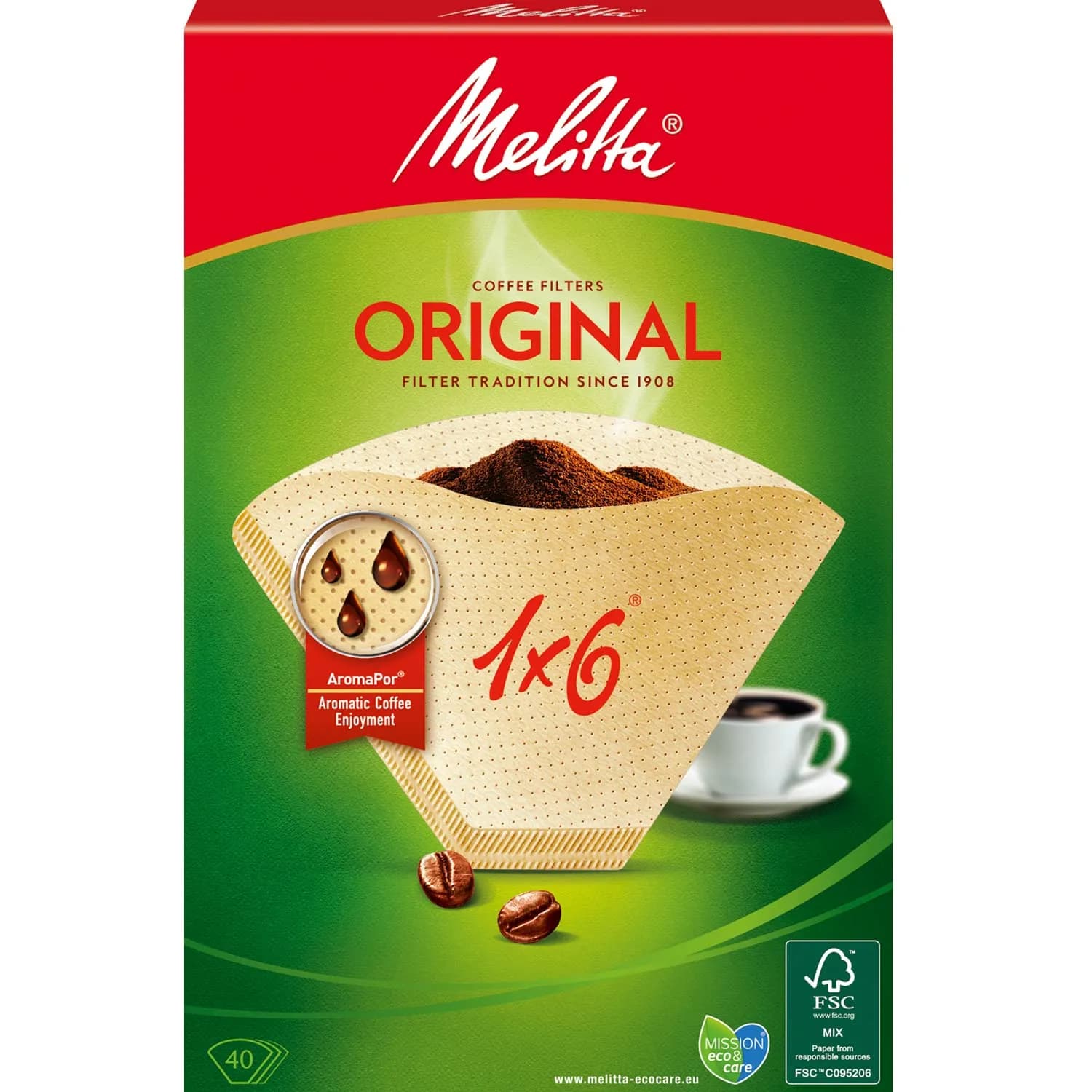 Melitta Kaffefilter 1X6 40pack (Obs 8 dfp) – Melitta