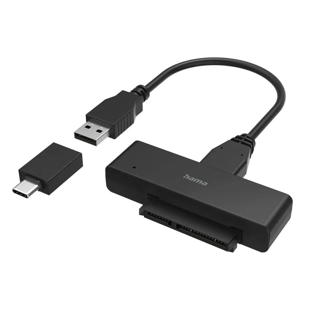 HAMA USB → SATA -sovitin, 2,5" / 3,5", USB 3.2 Gen 1, SATA, musta