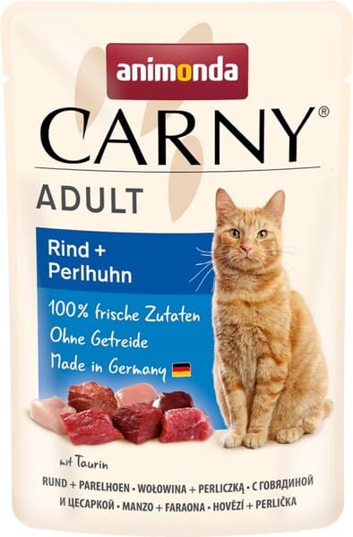 Animonda Carny Adult Beef + Guinea Fowl, Kissan märkäruoka, 85 g – Animonda
