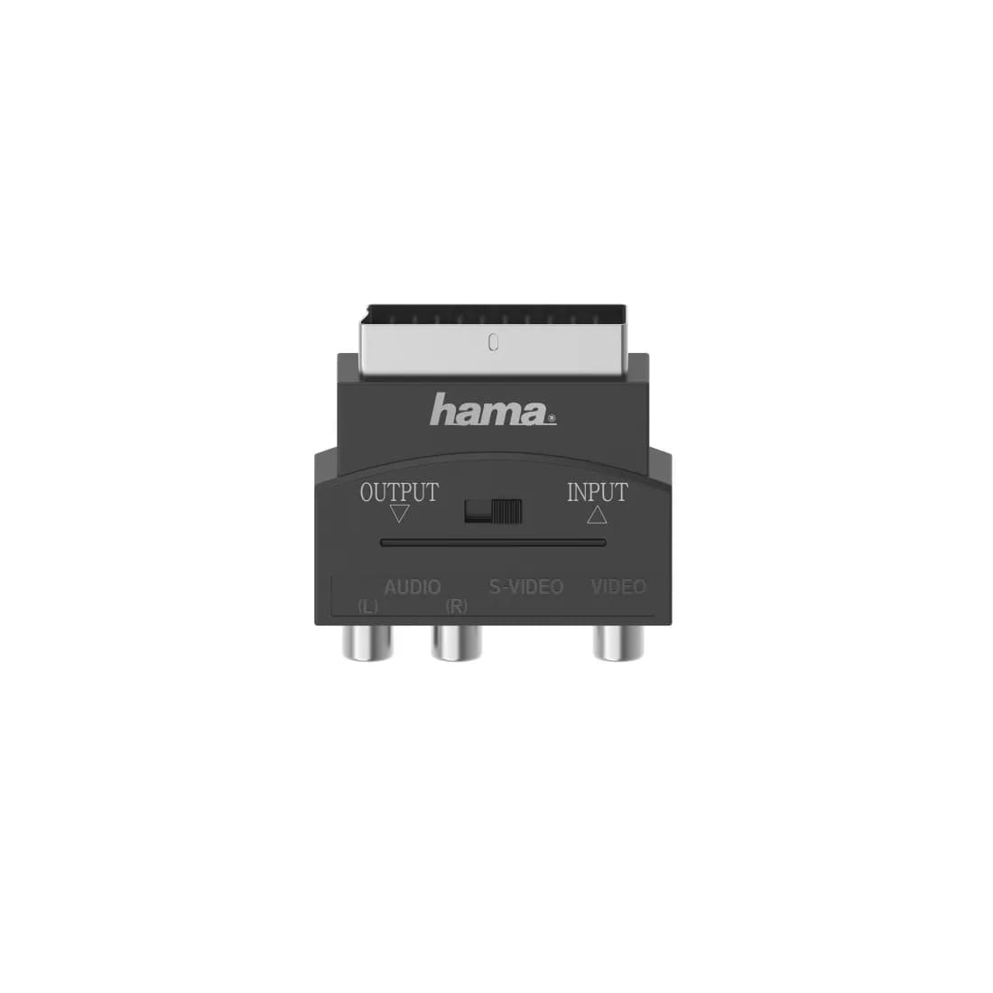 Hama  S-VHS – 3 x RCA + SCART (21-pin) -adapteri, Musta