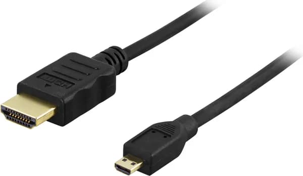 Deltaco HDMI 1.4 – Micro HDMI Flat -kaapeli jossa Ethernet, 3 m, musta – Deltaco