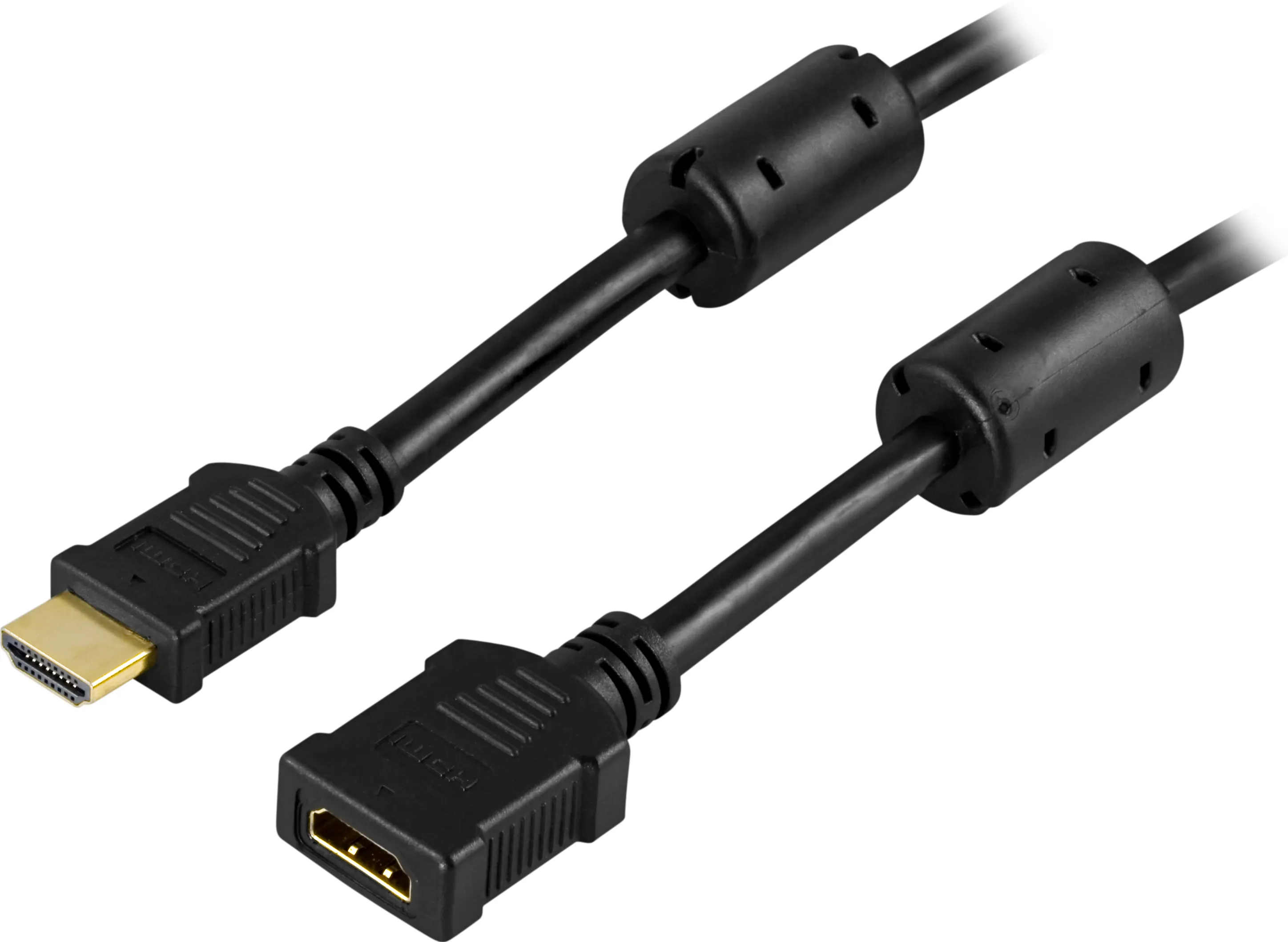 Deltaco HDMI 2.0 -jatkokaapeli, jossa Ethernet, 4K, 2 m, musta – Deltaco