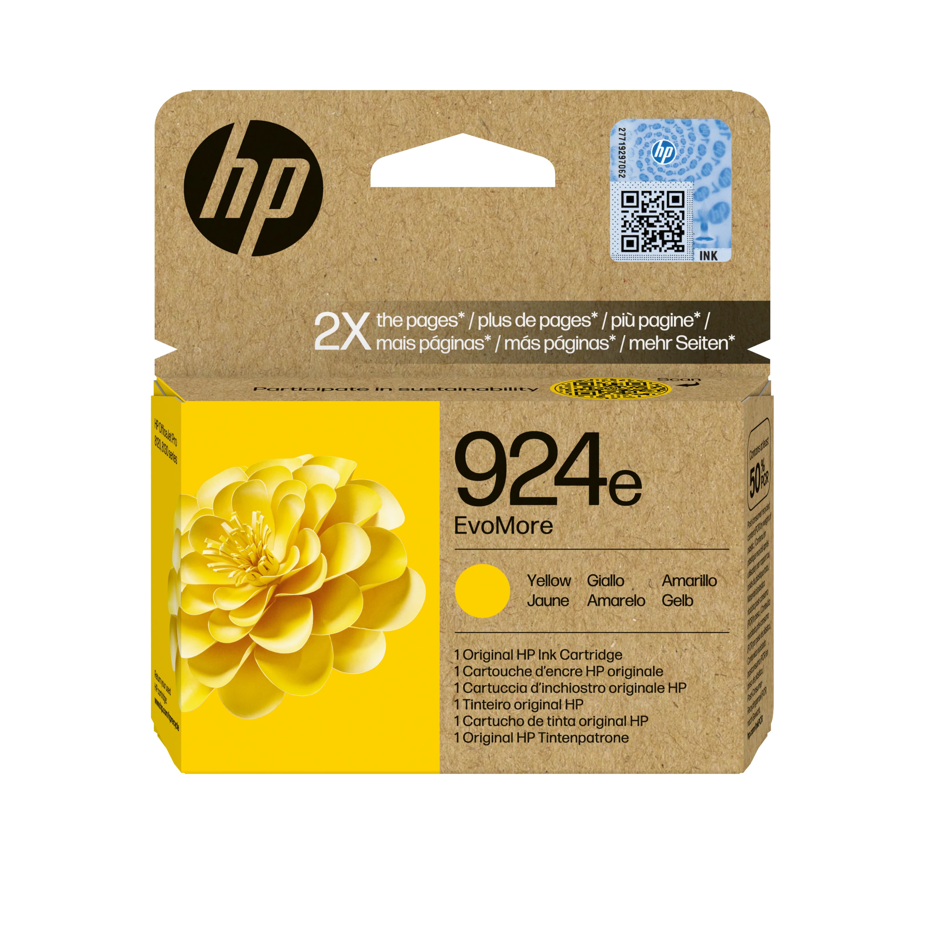 HP 924e EvoMore-mustekasetti, 9 ml, keltainen
