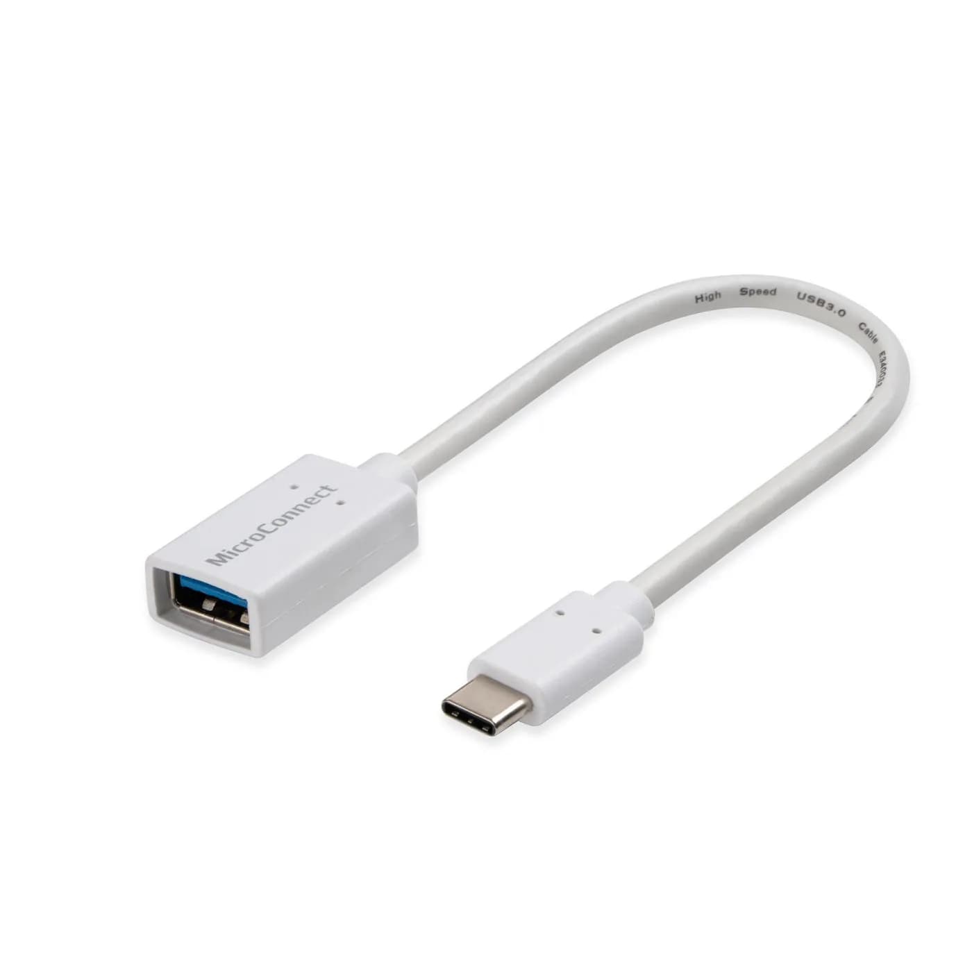 MicroConnect USB-C – USB-A -kaapeli, 0,2 m, valkoinen
