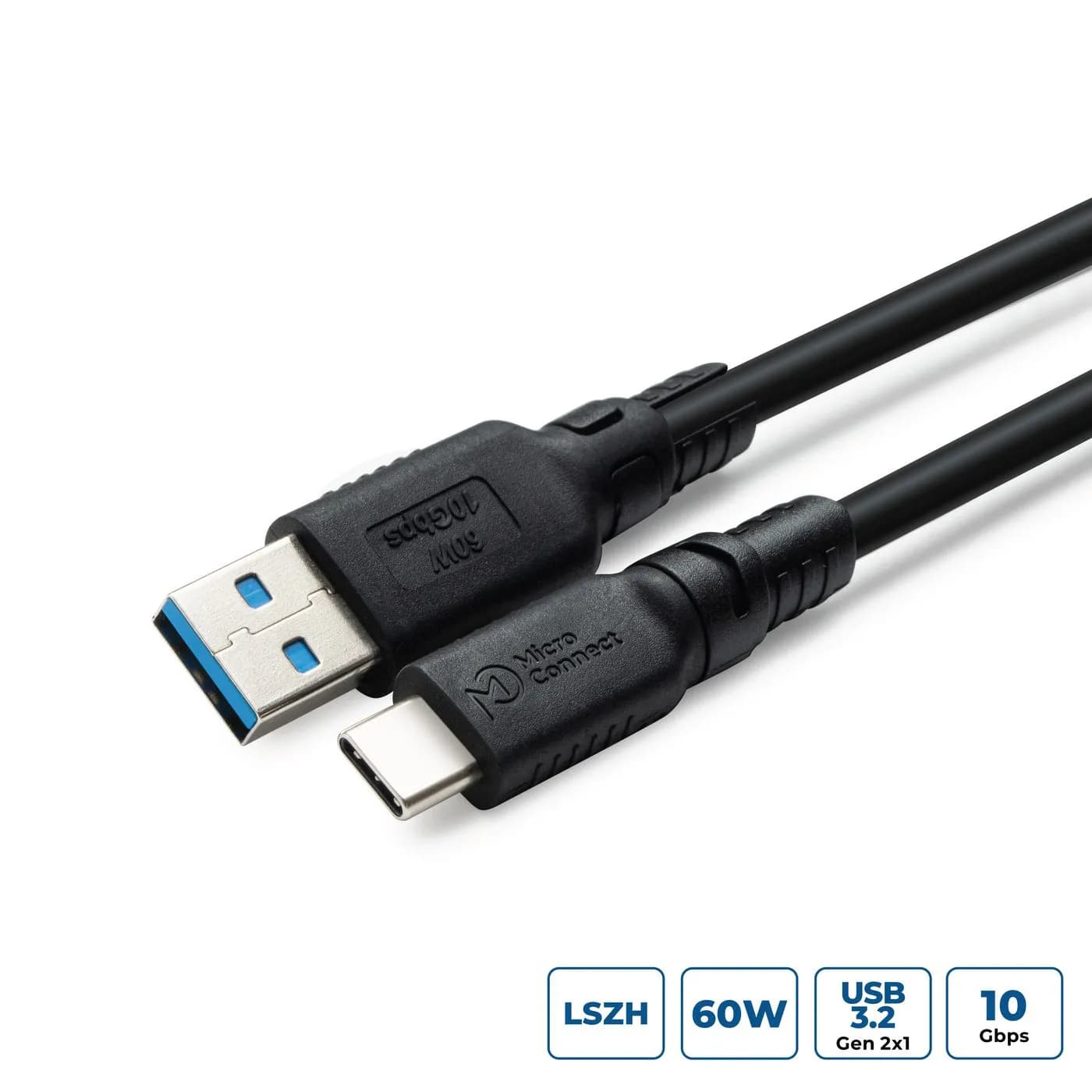 MicroConnect ColorFlex USB-C – USB-A -kaapeli, 2 m, musta