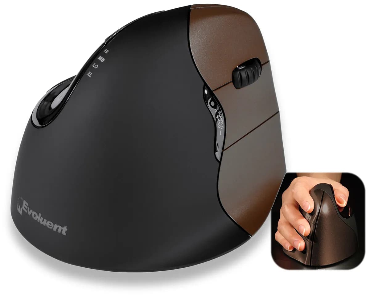 Evoluent VerticalMouse 4 Small Right-Handed -langaton ergonominen hiiri, musta