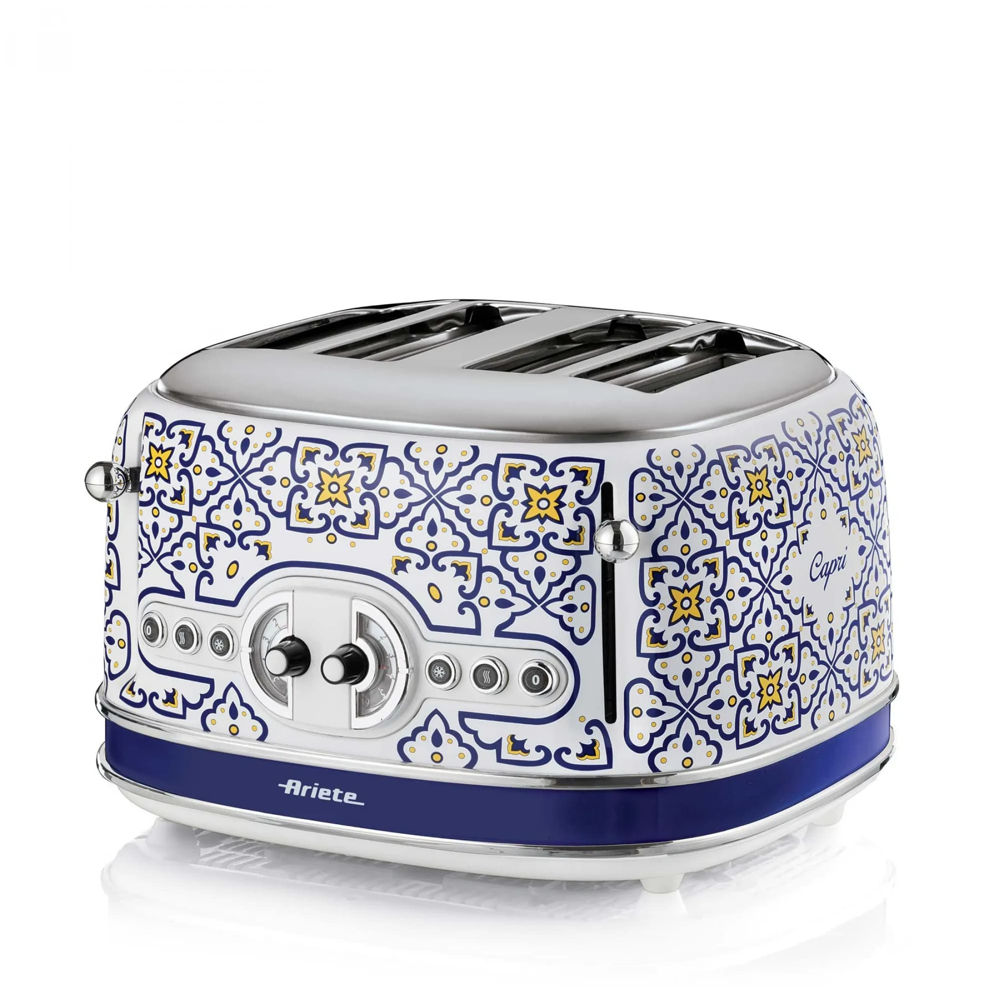 Ariete Capri 0156CA -leivänpaahdin, 4 viipaleita, valkoinen/vaaleansininen – Ariete