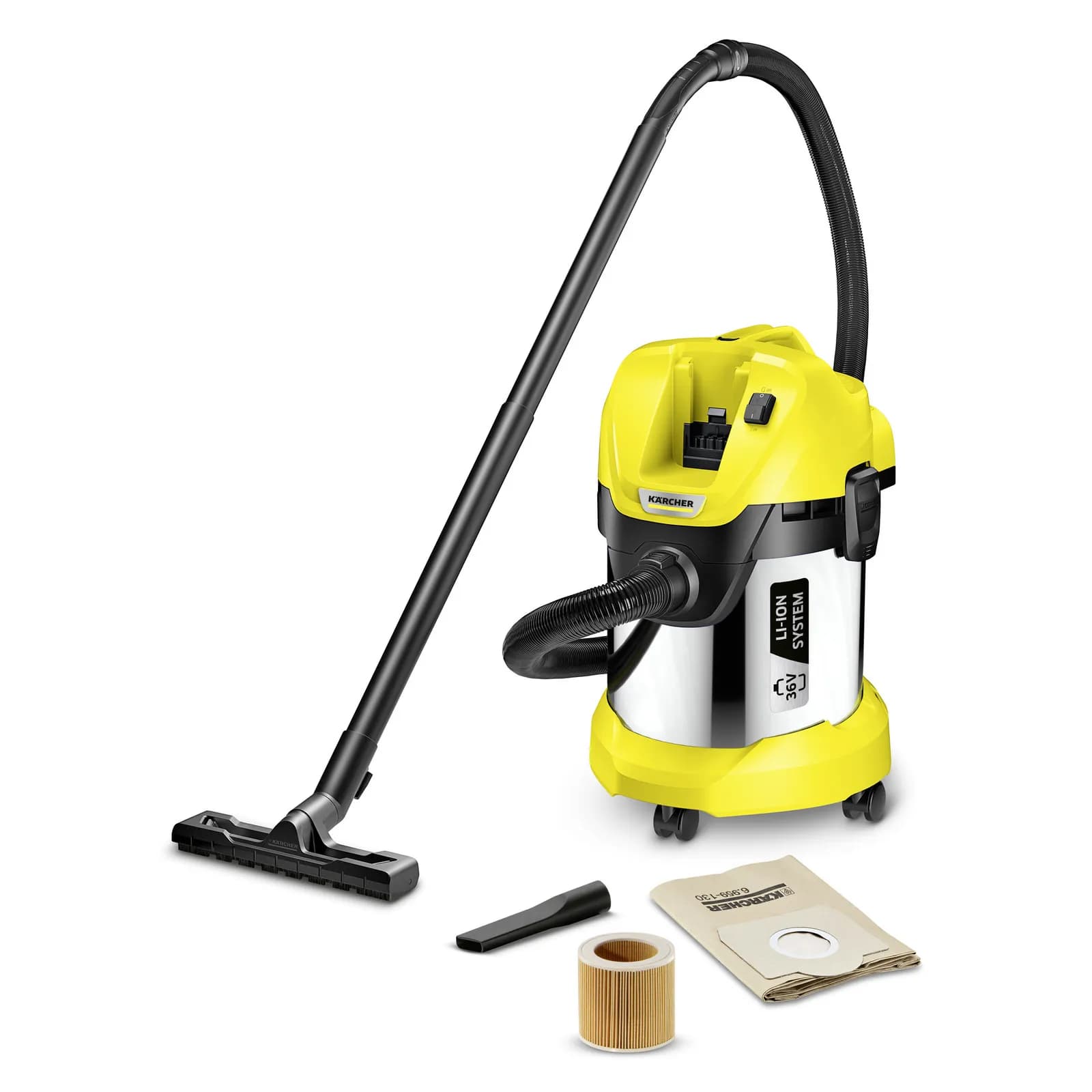 Kärcher WD 3 Battery 17 L 300 W 2.5 Ah -märkä-kuivaimuri, musta, keltainen