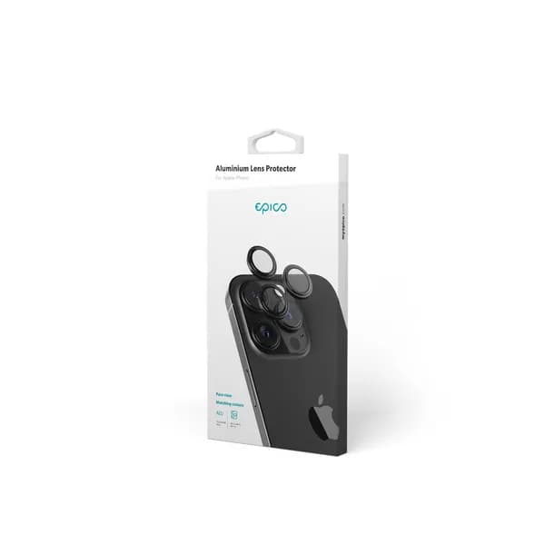 Epico Aluminium Lens, iPhone 15 Pro / 15 Pro Max -kameran linssinsuoja, Black Titanium – EPICO