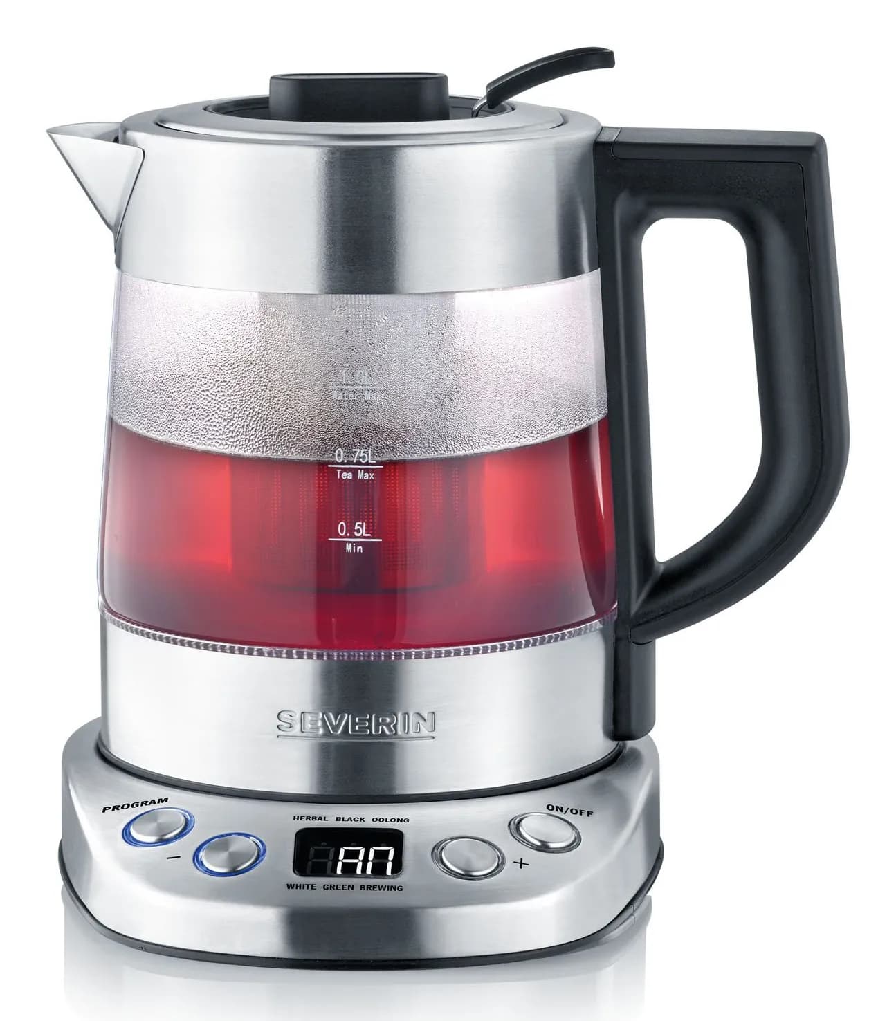 SEVERIN Deluxe WK3473 -vedenkeitin, 1,0 l, 2200 W, musta/läpinäkyvä – Severin