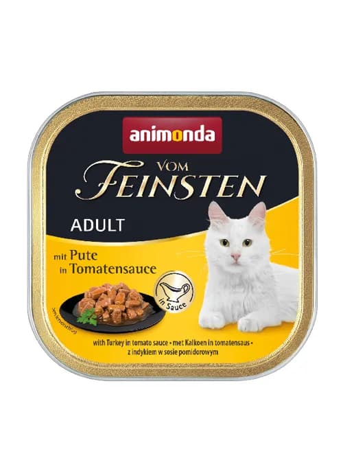 Animonda Vom Feinsten Turkey in Tomato Sauce, Kissan märkäruoka, Adult, 100 g – Animonda