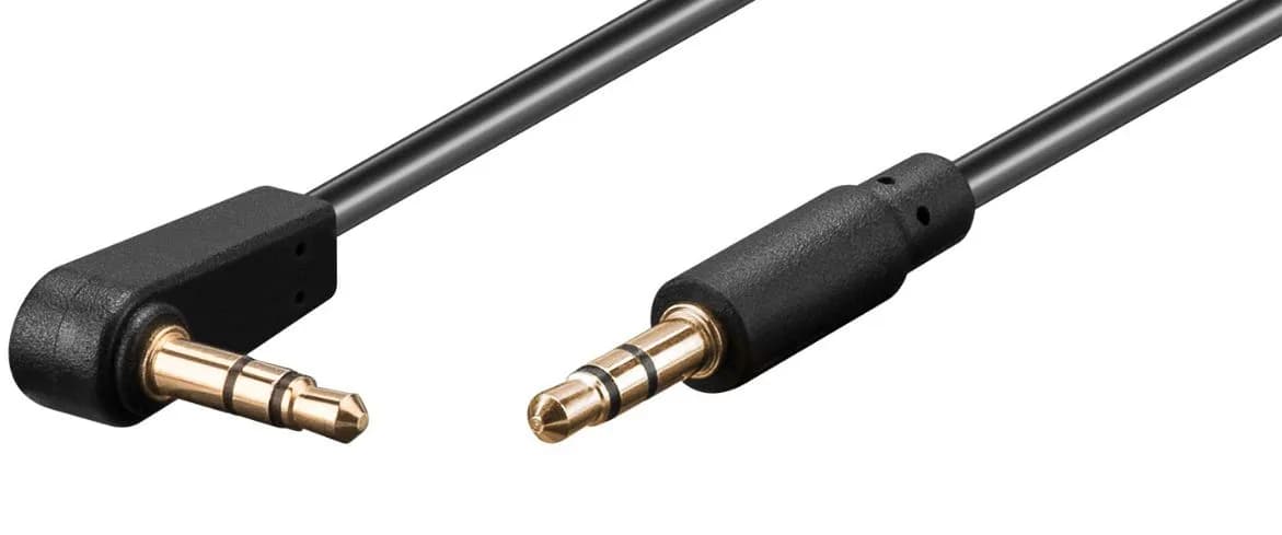 MicroConnect AUDLL05A 3,5 mm right angle -audiokaapeli, 0,5 m, musta