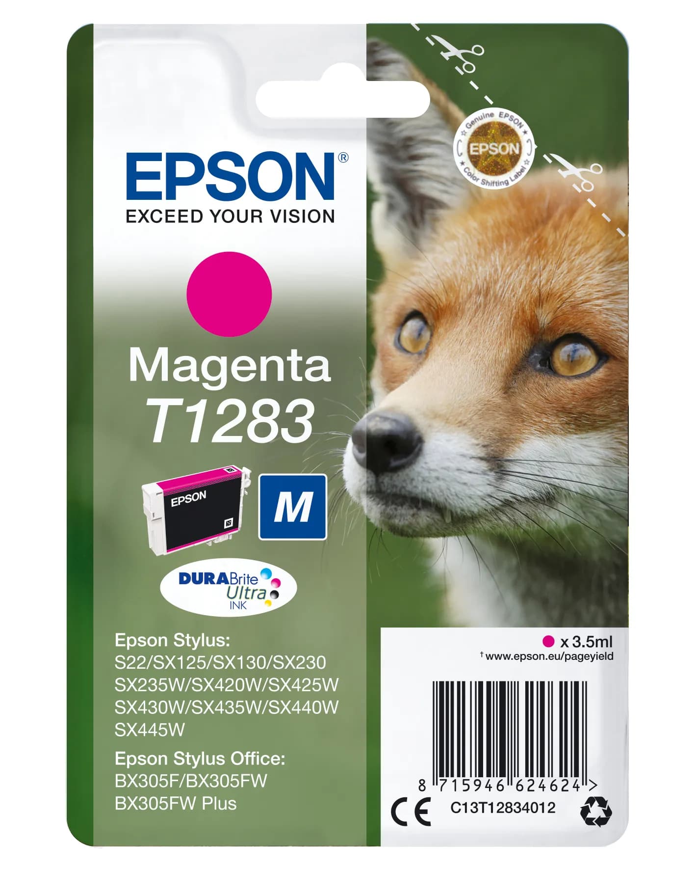 Epson T1283-mustekasetti, 3.5 ml, magenta – Epson