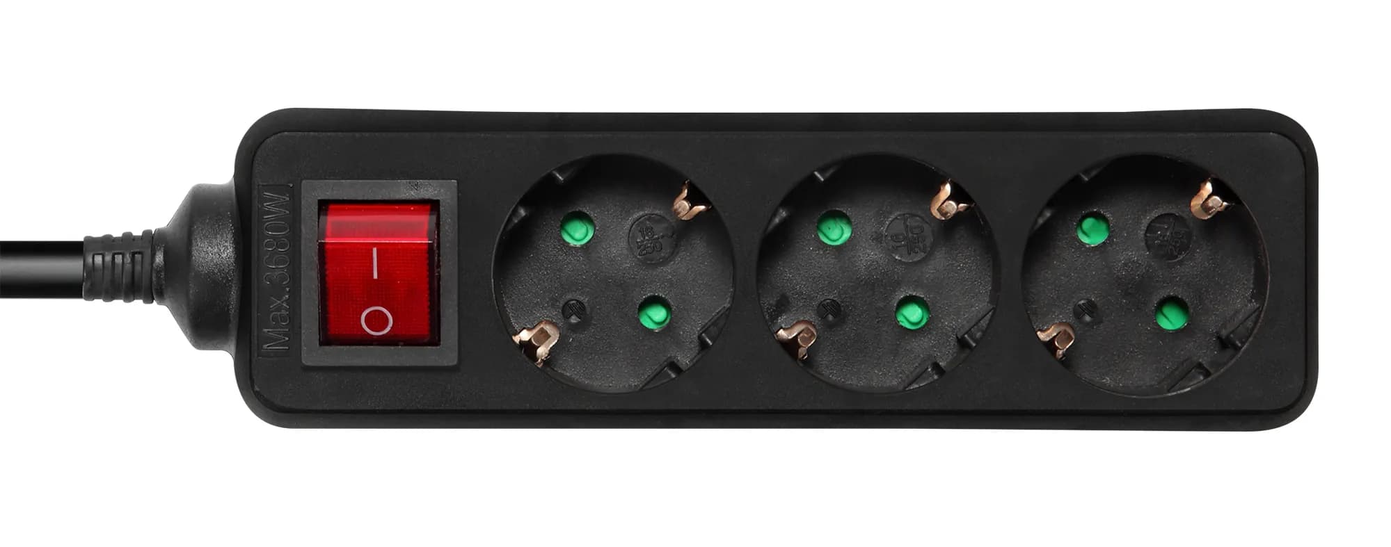 Deltaco pistorasia 3xCEE 7/3 1xCEE 7/7 jatkojohto kytkimellä 5m, musta – Deltaco