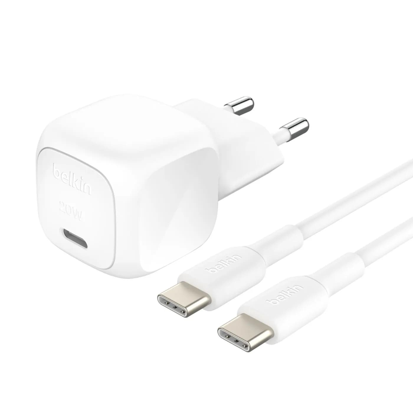 Belkin Boost Charge USB-C 20W PD PPS -laturi, Valkoinen, 1m USB-C – Belkin