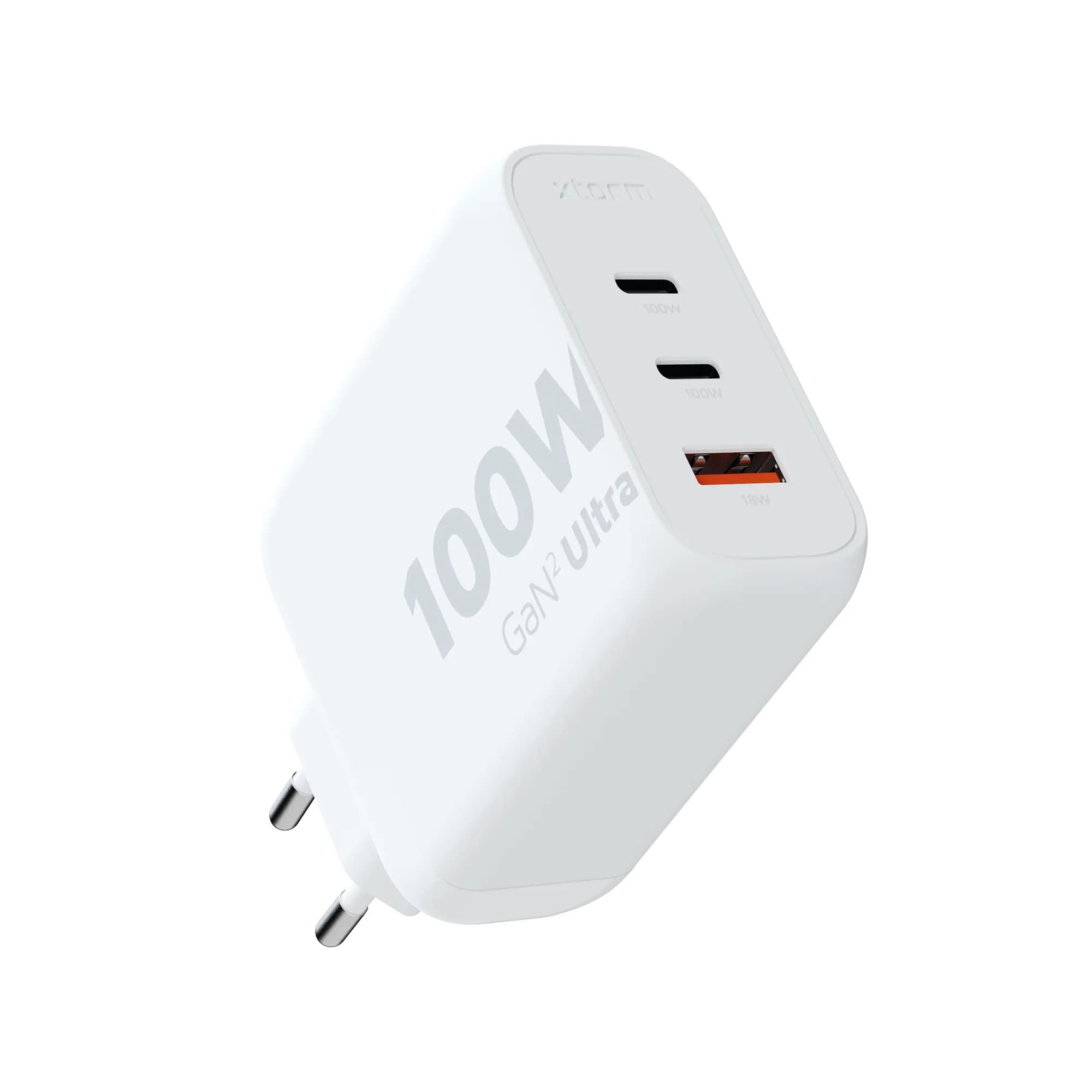 Xtorm 100W GaN2 Ultra Kotilaturi 2xUSB-C/USB-A -laturi, Valkoinen