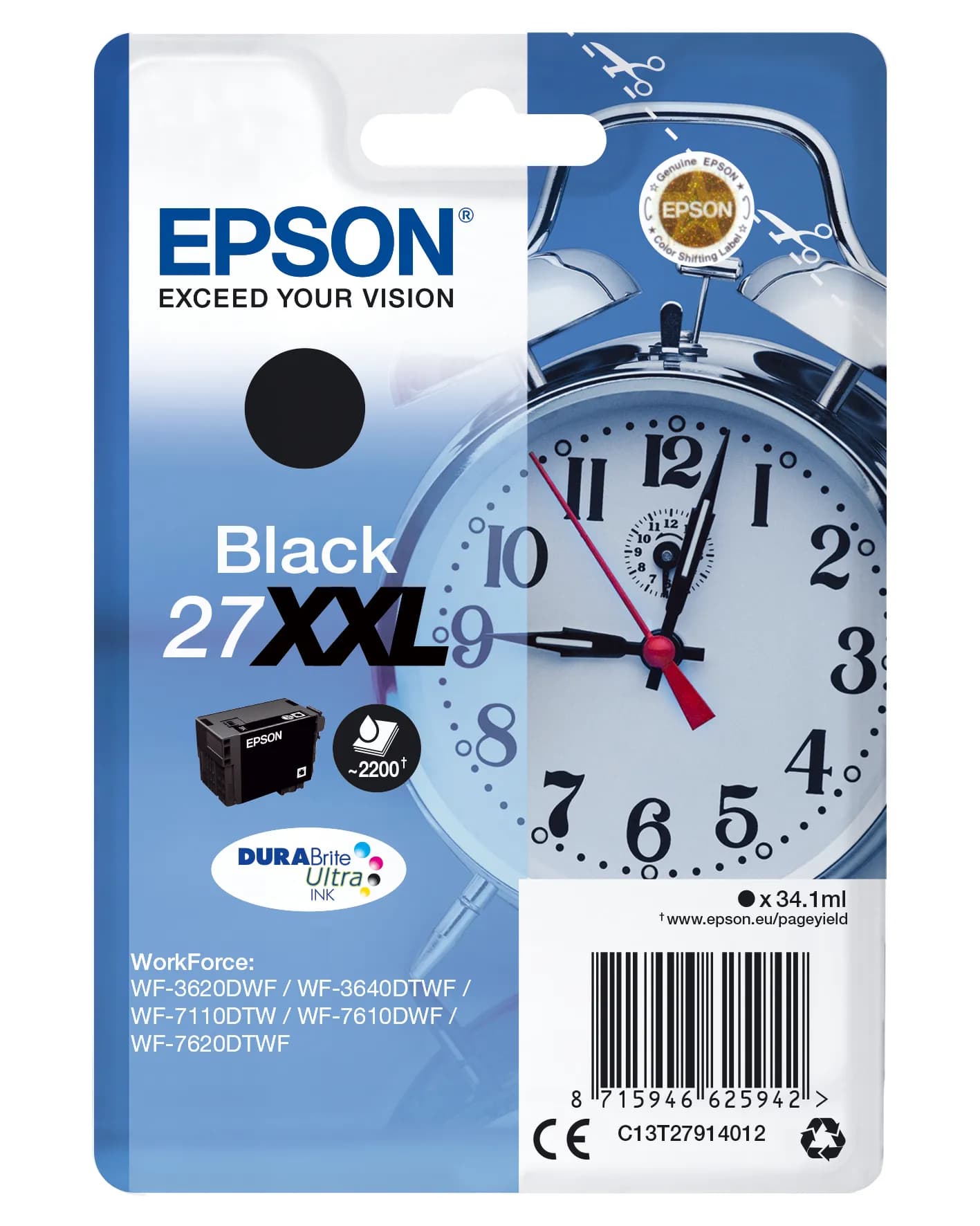 Epson 27XXL-mustekasetti, 34.1 ml, musta – Epson