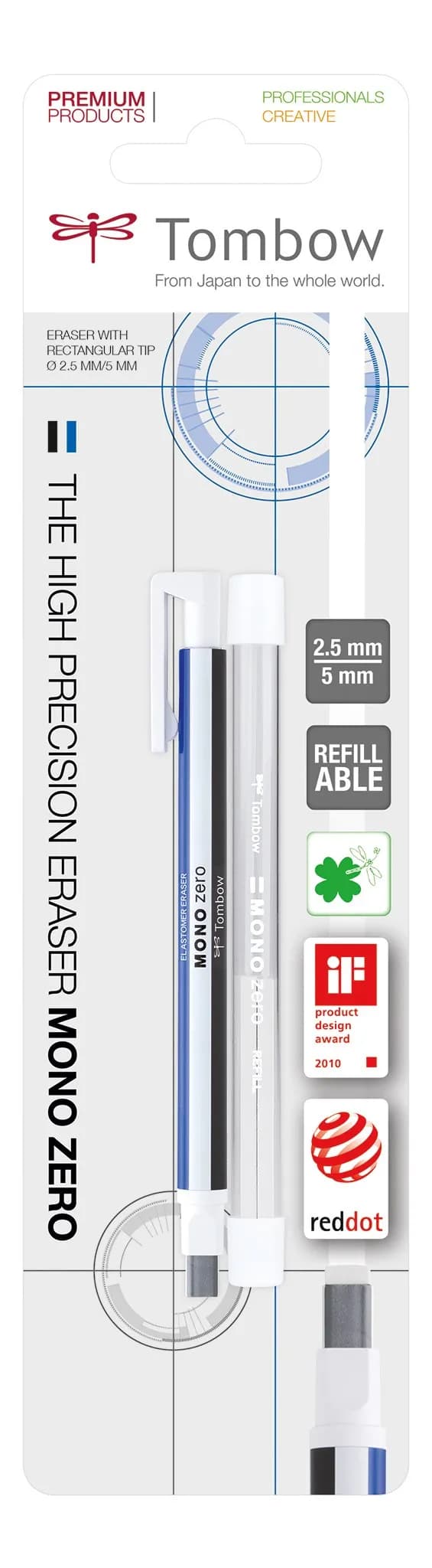 Tombow eraser pen MONO zero 2,5x5mm white blister – TOMBOW
