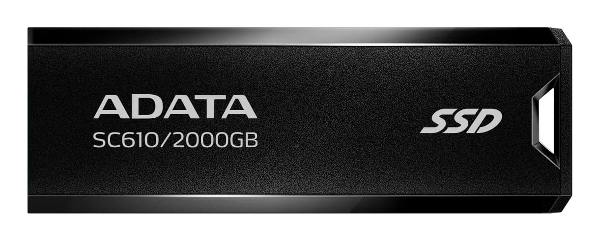 A-DATA SC610 2 Tt USB 3.2 Gen 2 (USB-A) -ulkoinen SSD, kannettava, pelikäyttöön, musta