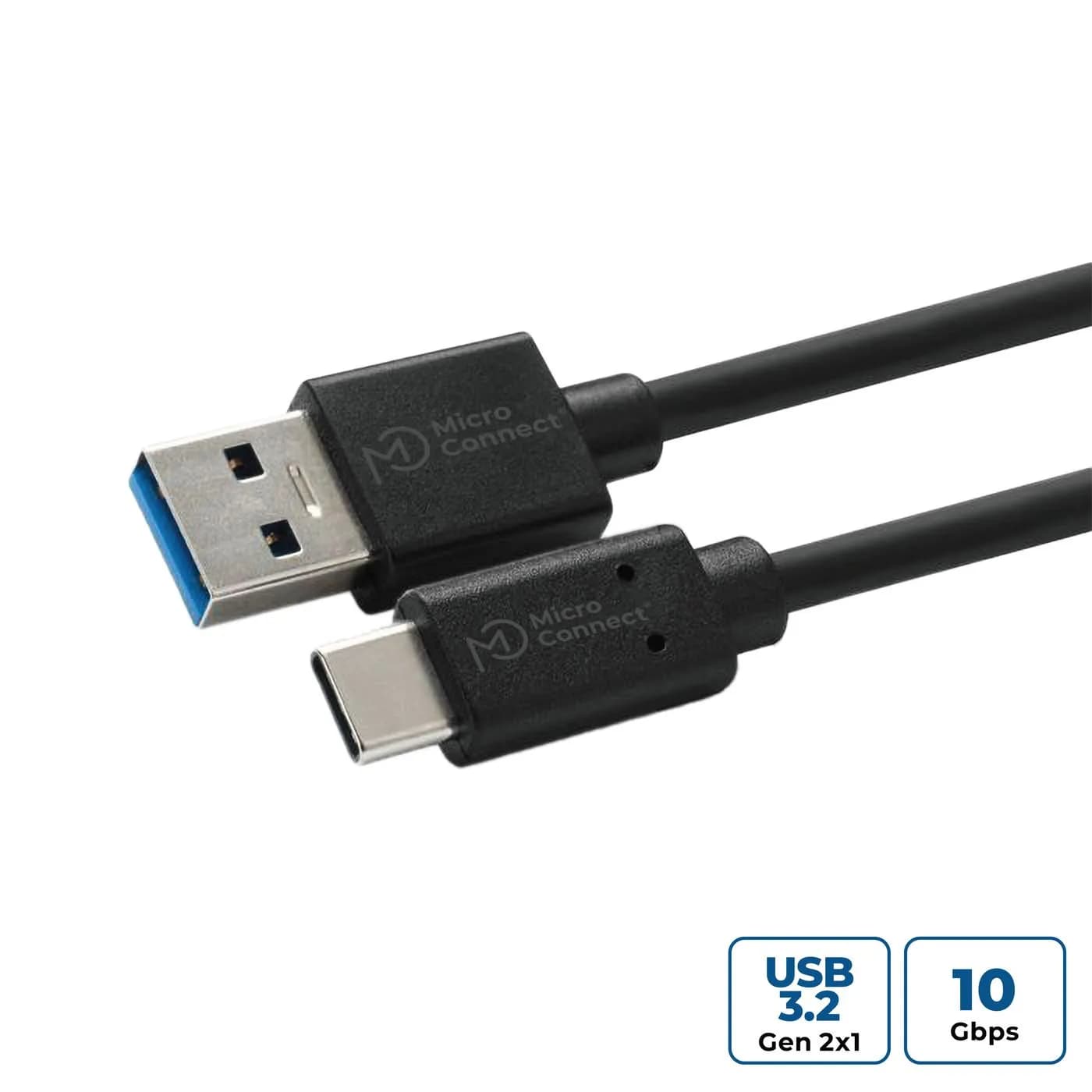 MicroConnect USB-A – USB-C -kaapeli, 15 W, 0,5 m, musta
