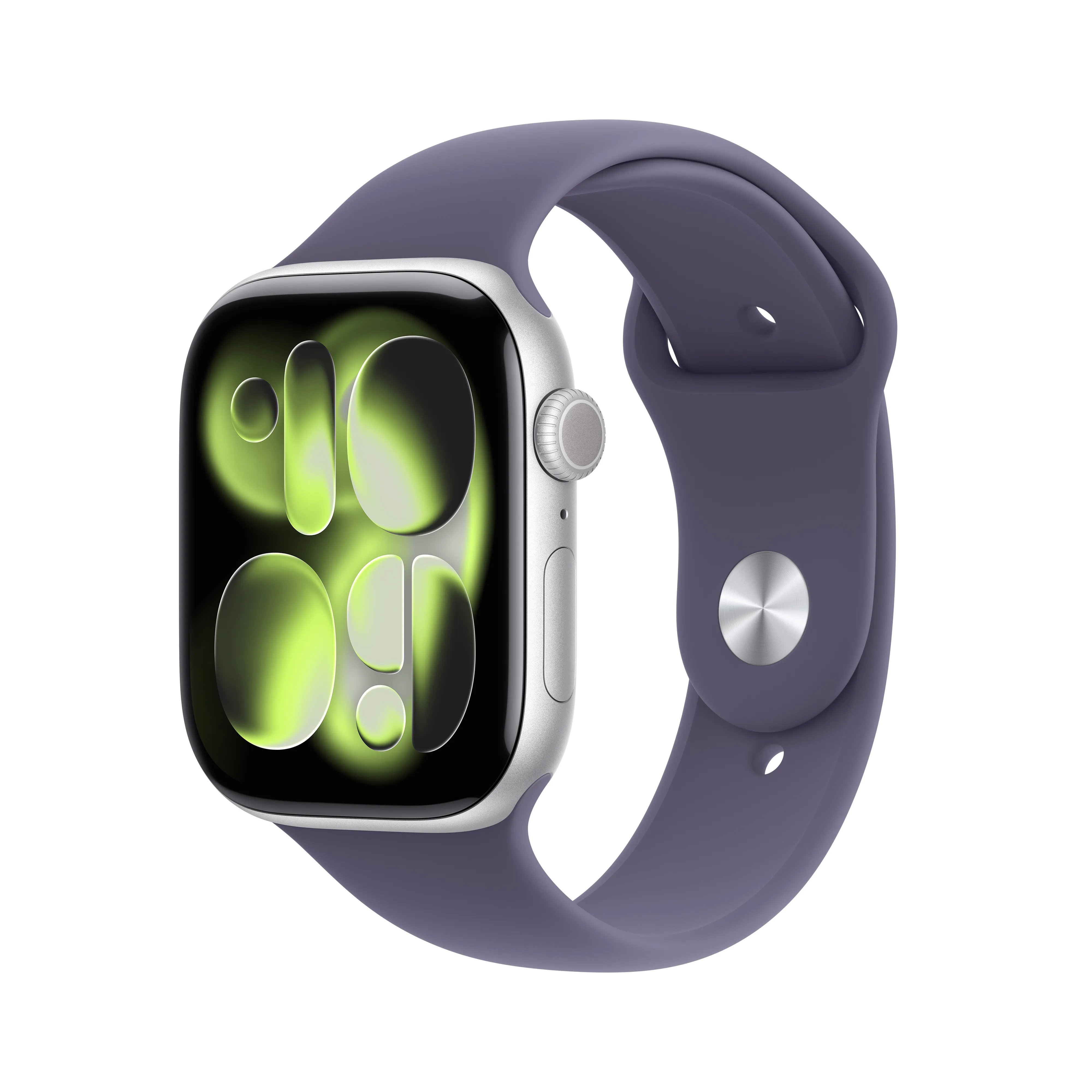 Apple Watch Series 11 (GPS) 46 mm hopea alumiinikuori ja usvanvioletti urheiluranneke, S/M