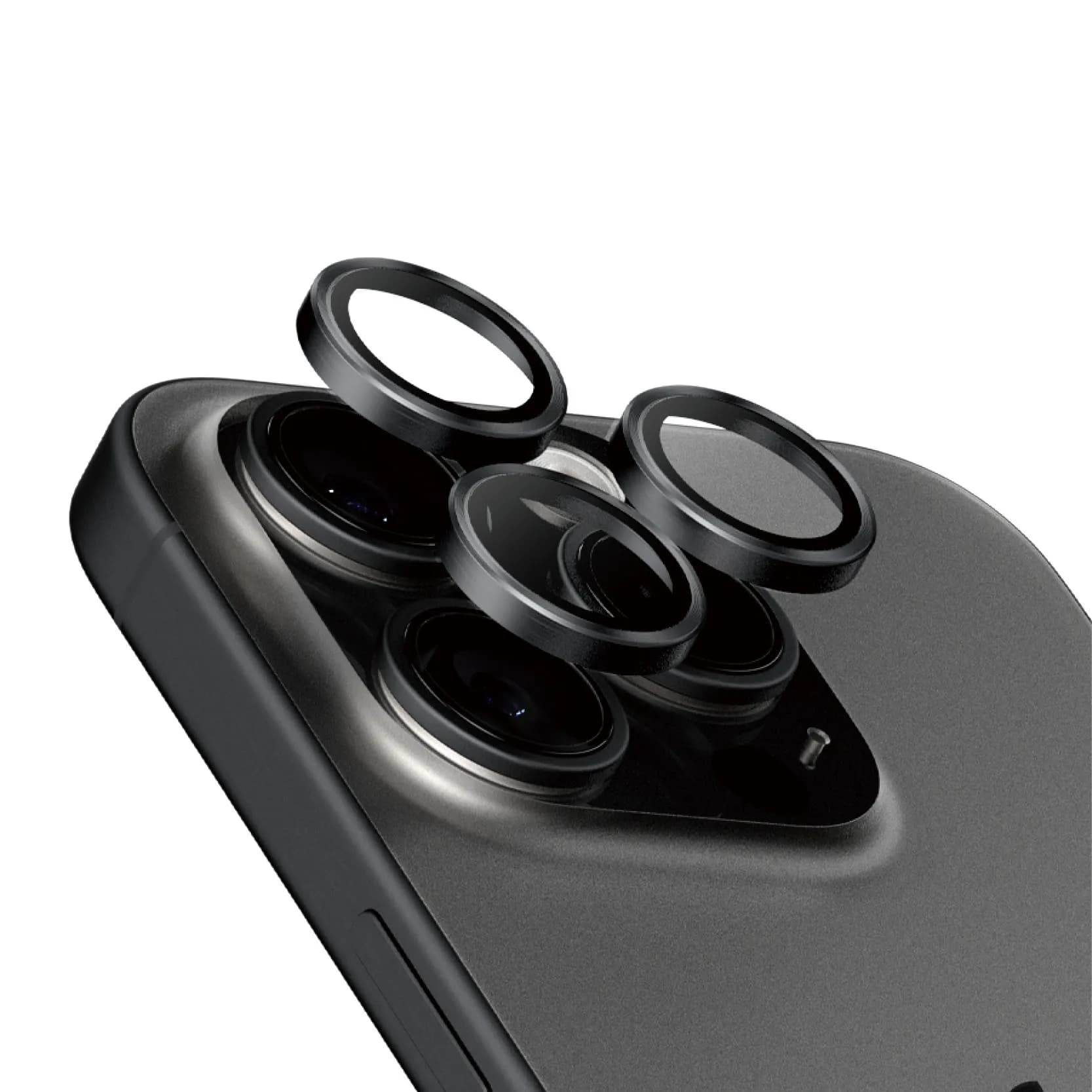 PanzerGlass Hoops, iPhone 15 Pro / 15 Pro Max -kameran linssinsuoja, Black Titanium – Panzerglass