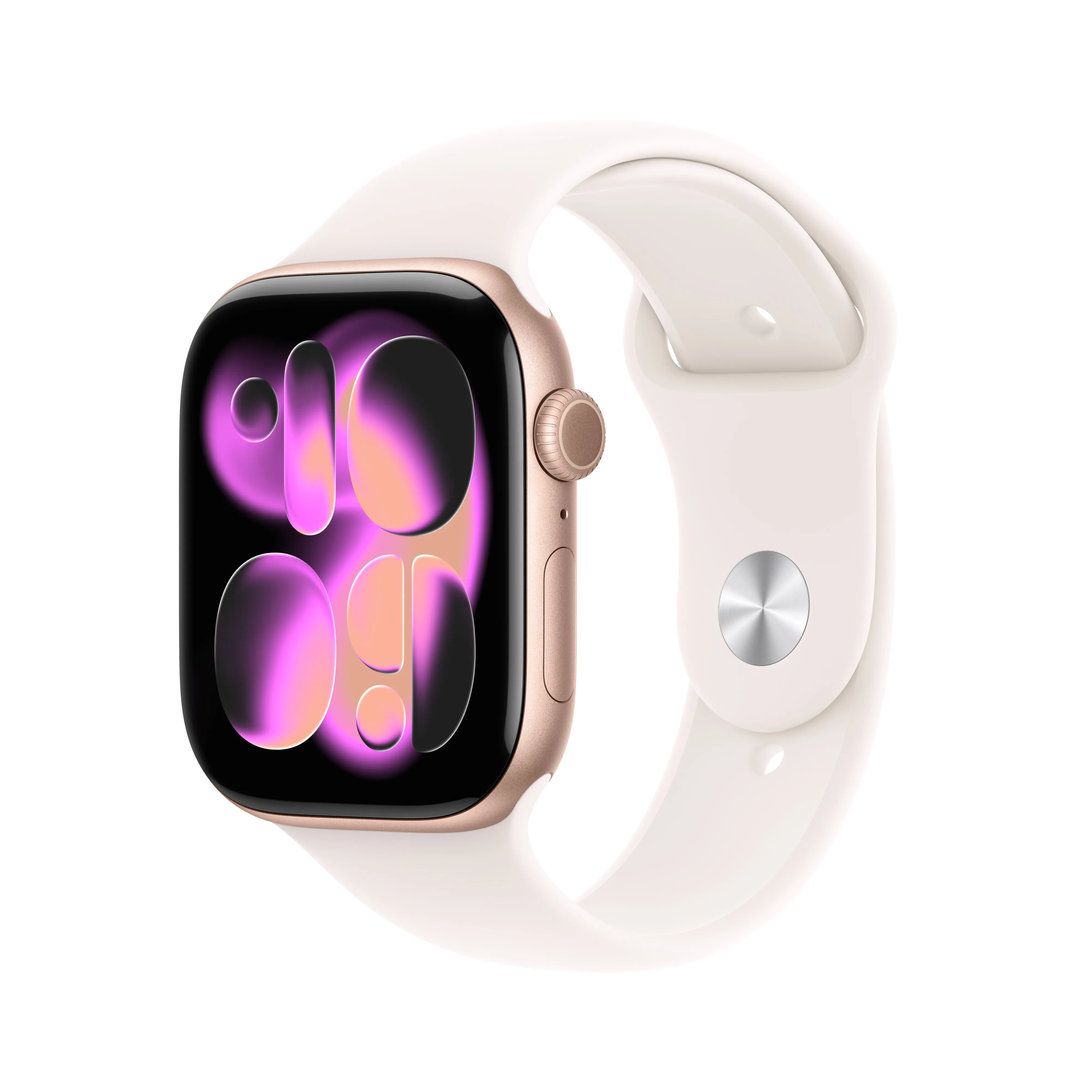 Apple Watch Series 11 (GPS + Cellular) 46 mm ruusukulta alumiinikuori ja punanhäivä urheiluranneke, M/L