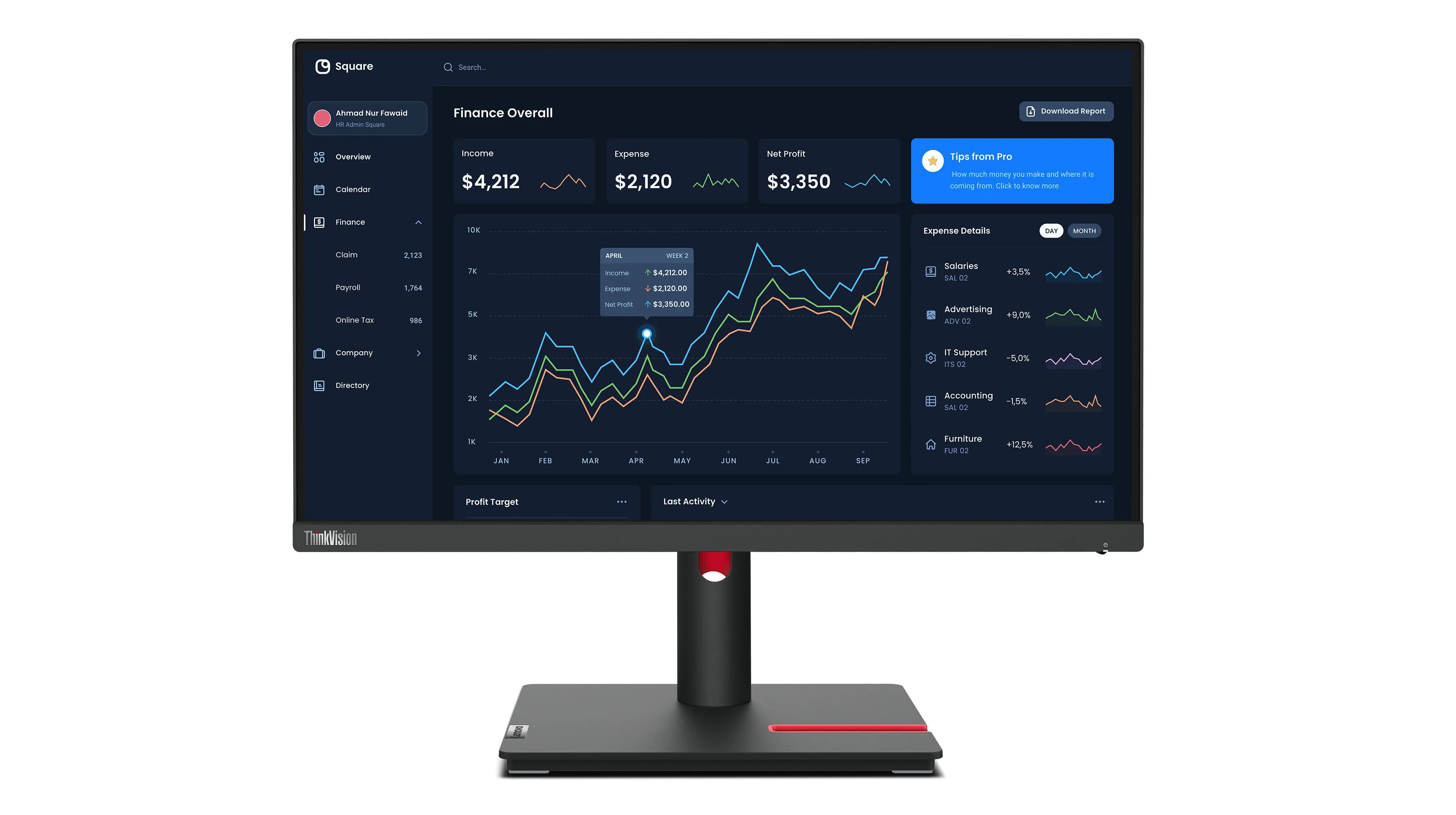 Lenovo ThinkVision T22i-30 21.5" Full HD, IPS -näyttö, USB-C hub – Lenovo