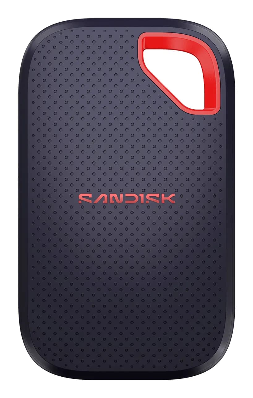 SanDisk Extreme Portable SSD 1 Tt USB 3.2 Gen 2x2 (USB-C) -ulkoinen SSD, iskunkestävä, laitteistosalaus, salasanasuojaus, roiskesuojattu, punainen, si